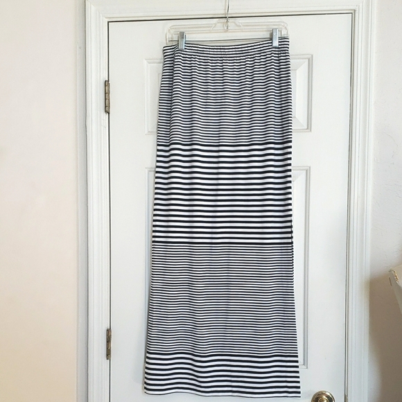 NICOLE by Nicole Miller Striped Black White Maxi Skirt - Picture 1 of 8